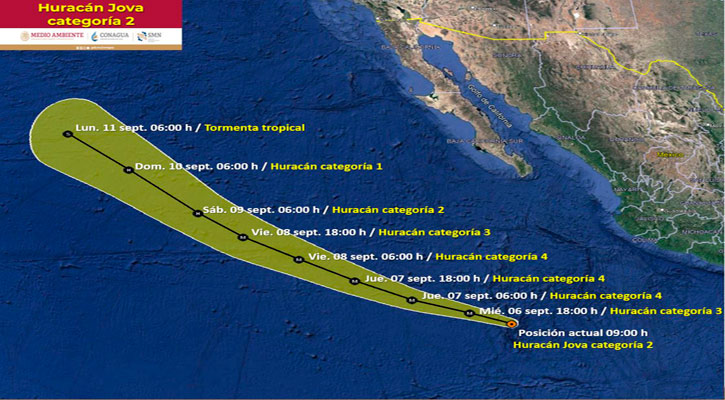 Se intensificó “Jova” a huracán categoría 2 Se intensificó “Jova” a huracán categoría 2