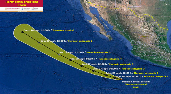 La tormenta tropical “Jova” podría convertirse las próximas horas en huracán