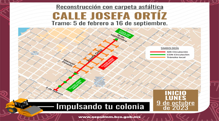 Inicia reconstrucción de la calle Josefa Ortíz en La Paz