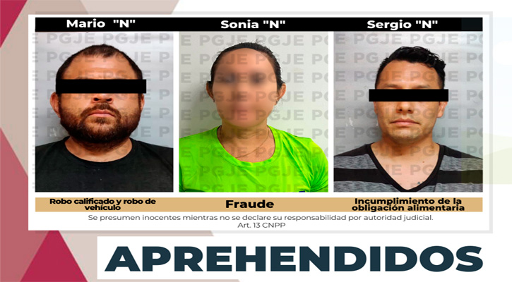 Aprehenden a 3 personas por la comisión de diversos delitos en La Paz y Los Cabos