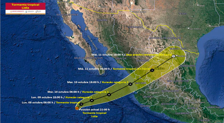 Se refuerza probabilidad de lluvias en BCS a causa de la tormenta tropical “Lidia”