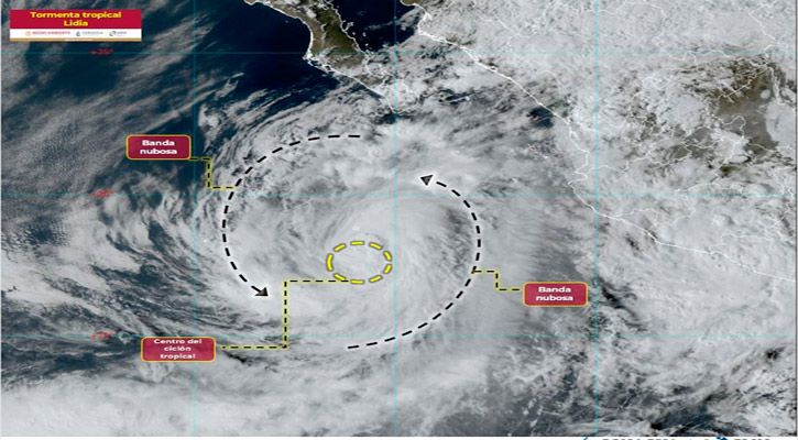 En las próximas horas “Lidia” se convertirá en huracán categoría 1