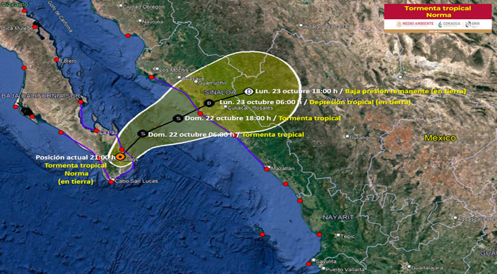 En próximas horas la tormenta tropical “Norma” saldrá al Golfo de California