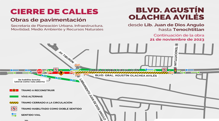 Volverán a cerrar la circulación vial en el bulevar Olachea por obra de pavimentación
