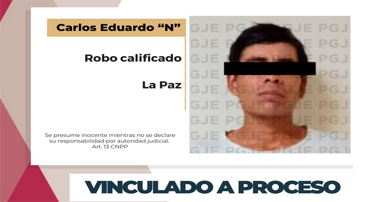 Vinculado a proceso por robo a negocio en La Paz