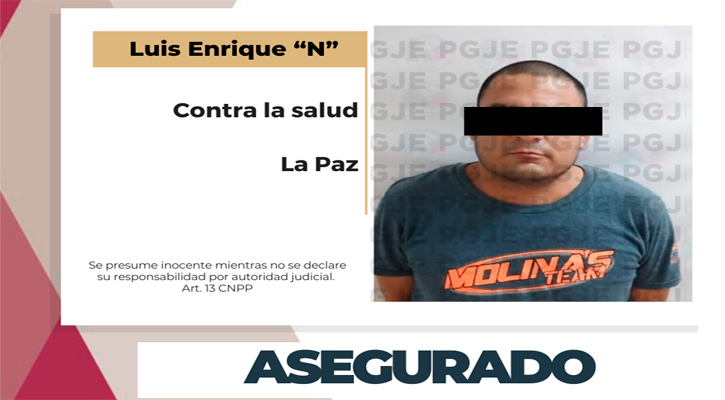 Aseguran a “El Pelón” con 2,500 dosis de droga en La Paz