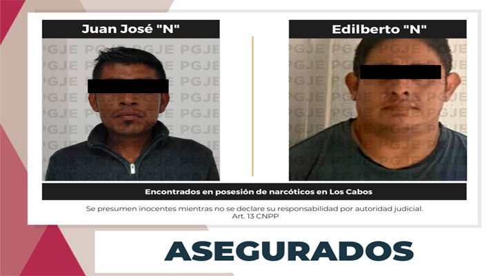 Aseguran a par de sujetos con 950 dosis de metanfetamina en CSL y SJC