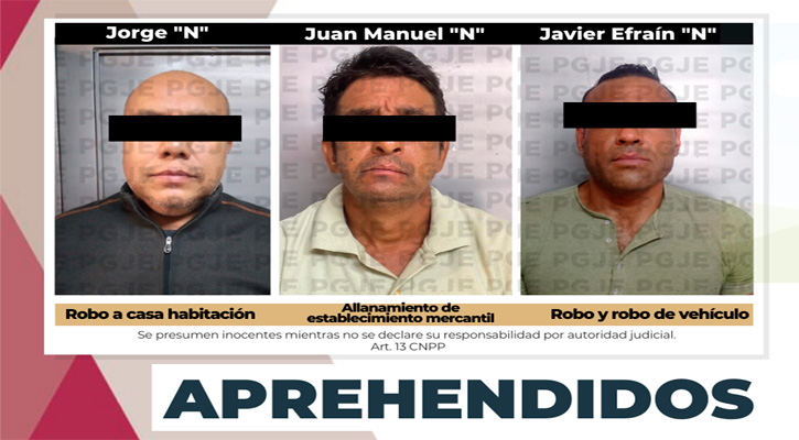 Aprehenden a 3 sujetos por la comisión de diversos delitos en La Paz