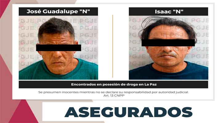 Aseguran a “El Lupillo” y “El Gordo” con 375 dosis de metanfetamina en La Paz