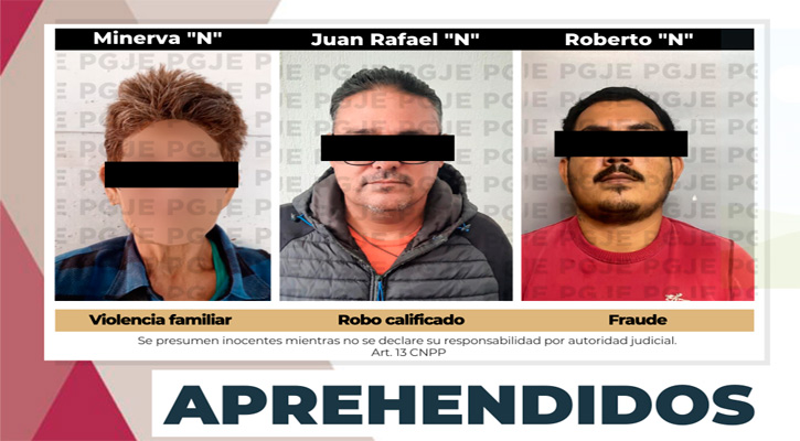 Aprehenden a 3 personas por la comisión de diversos delitos en Heroica Mulegé y La Paz