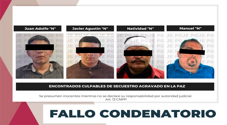 Fallo condenatorio contra 4 sujetos por secuestro en Todos Santos