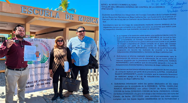 Consejeros de la CEDH acuden a sede alterna para exigir cuentas a Charlene Ramos