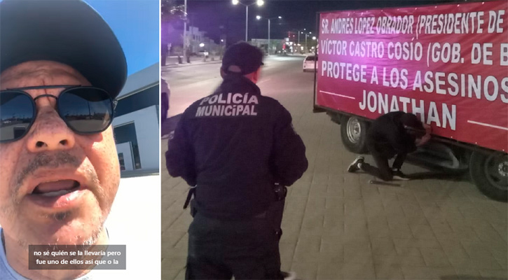 Se llevan lona de Daniel Hernández donde exigía justicia por asesinato de Jonathan