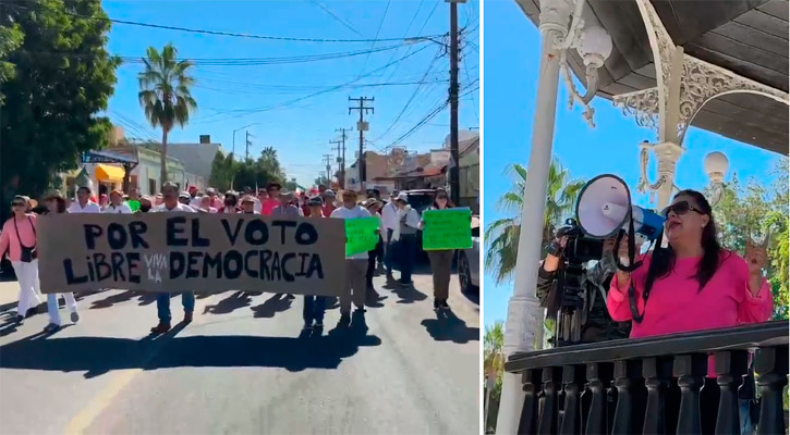 Se sumó BCS a la Marcha por la Democracia; llaman a defender el voto el 2 de junio