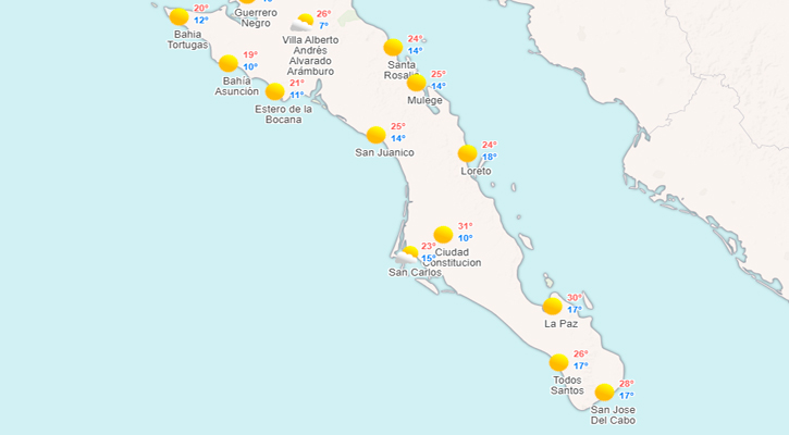 Habrá ambiente más cálido en BCS durante el fin de semana Habrá ambiente más cálido en BCS durante el fin de semana