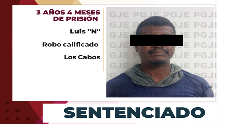 Sentenciado a más de 3 años de prisión por robo en CSL