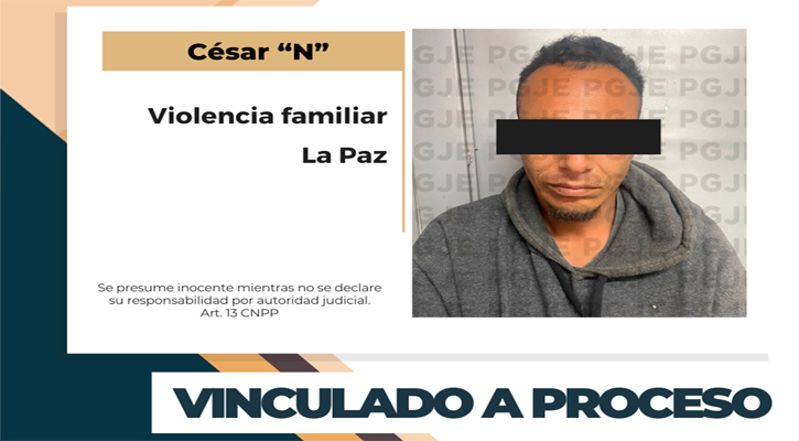 Vinculan a proceso y prisión preventiva a imputado por violencia familiar en La Paz