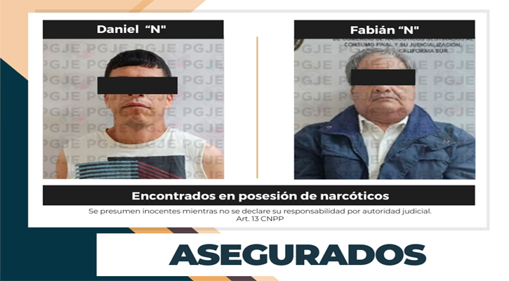 Aseguran a 2 personas con 2,825 dosis de droga y utensilios diversos en La Paz