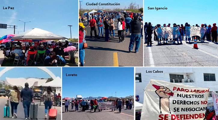 Provocan caos trabajadores de la educación con bloqueo de carreteras en BCS