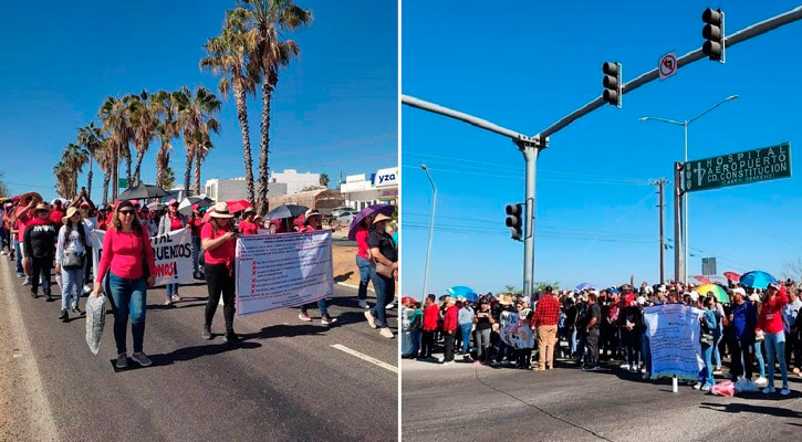 Desquiciaron el tránsito los profesores con bloqueo de puente en La Paz y marcha en Los Cabos