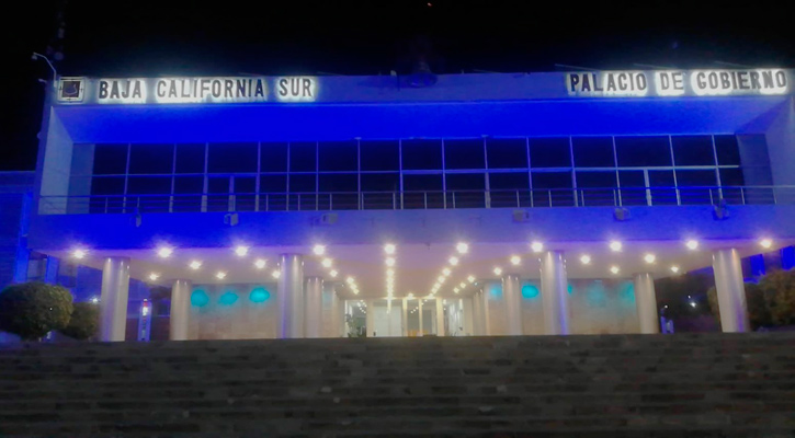 Iluminaron de azul el Palacio de Gobierno de BCS por Día de Concienciación sobre el Autismo Iluminaron de azul el Palacio de Gobierno de BCS por Día de Concienciación sobre el Autismo