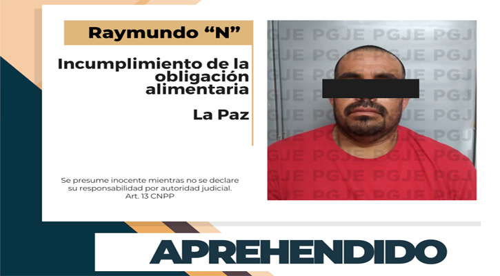 Aprehenden a imputado por incumplimiento de la obligación alimentaria en La Paz