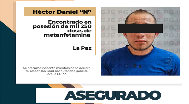 Aseguran a “El Güero” con más de mil dosis de metanfetamina en La Paz Aseguran a “El Güero” con más de mil dosis de metanfetamina en La Paz