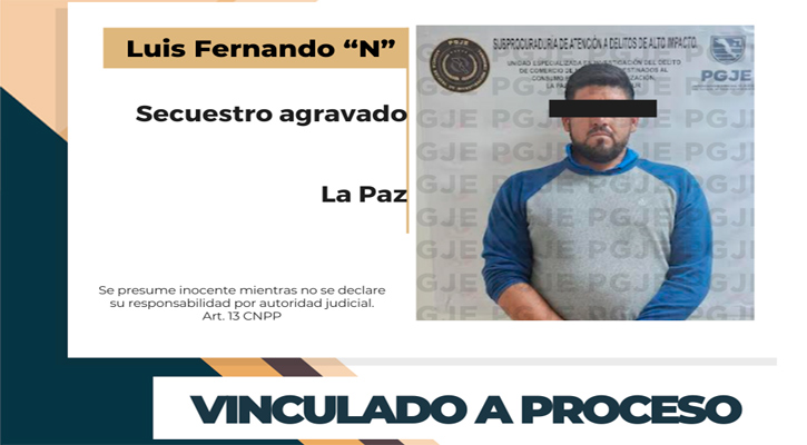 Vinculan a proceso a imputado por secuestro en La Paz