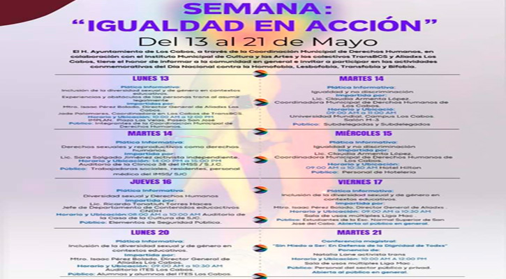 Programan actividades por Día Internacional Contra la Homofobia, la Bifobia y Transfobia en Los Cabos