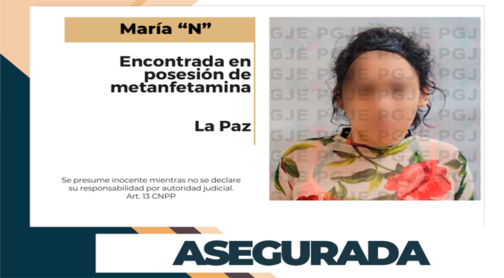 Aseguran a mujer con 450 dosis de cristal en La Paz