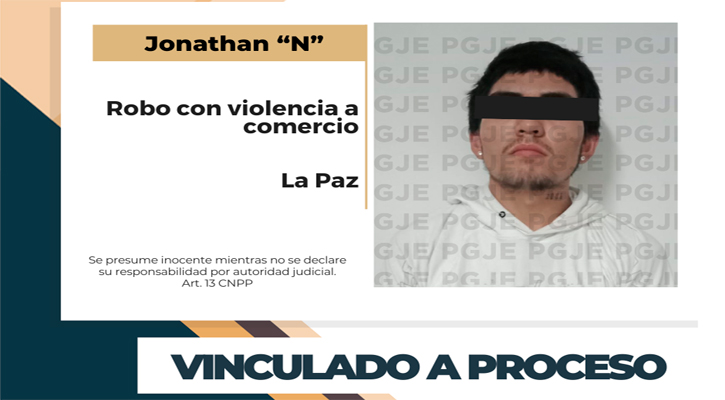 Vinculado a proceso y tras prisión por robo con violencia en un Oxxo en La Paz