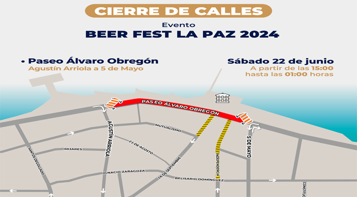 Cierre vial por Beer Fest La Paz 2024 y la marcha LGBTQ+
