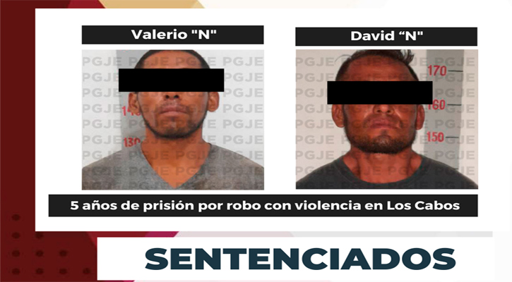 Sentenciados a más de 5 años de prisión por robo con violencia en CSL