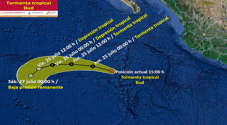 Se formó la tormenta tropical “Bud” en el Pacífico   