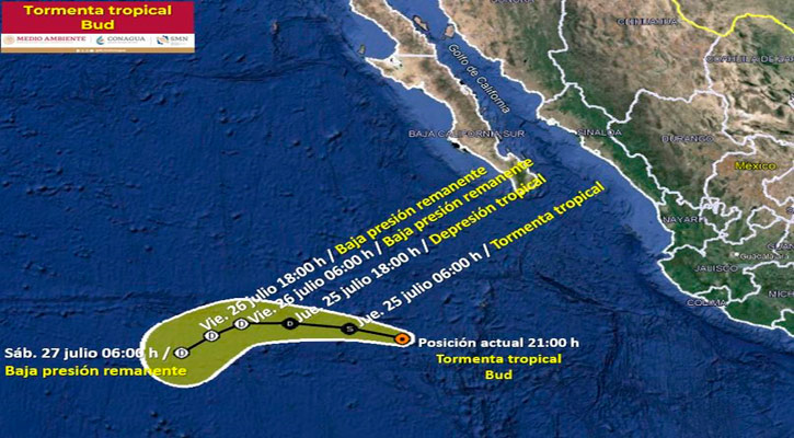 La tormenta tropical “Bud” no afecta al país    