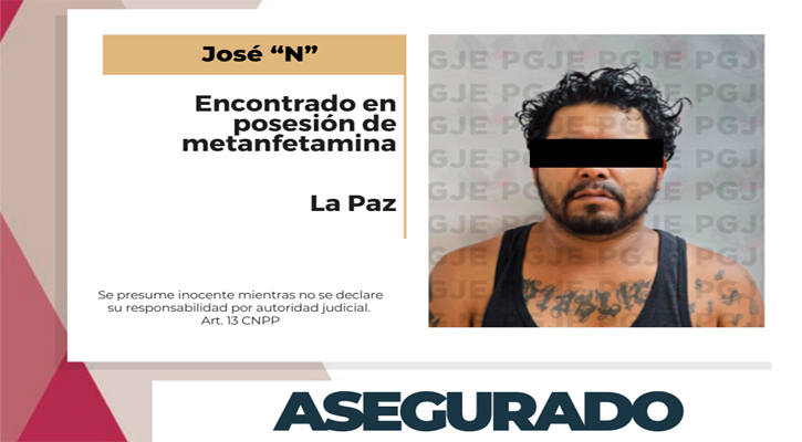 Aseguran a un sujeto en posesión de 2,500 dosis de metanfetamina en La Paz Aseguran a un sujeto en posesión de 2,500 dosis de metanfetamina en La Paz