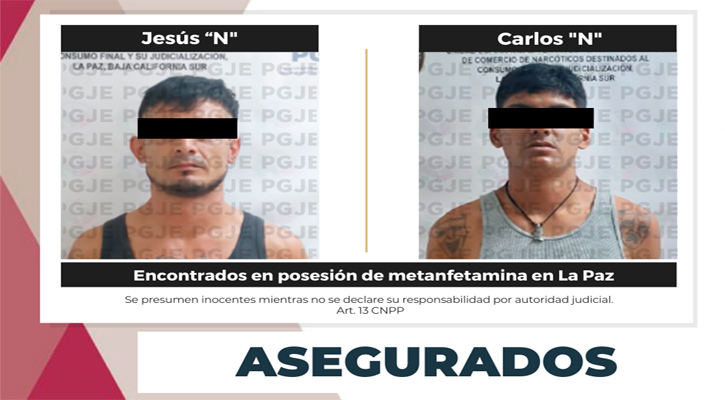 Aseguran a “El Gallo” y “El Cachi” con 500 dosis de metanfetamina en La Paz