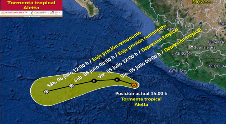 Se formó la tormenta tropical “Aletta” en el Pacífico Se formó la tormenta tropical “Aletta” en el Pacífico