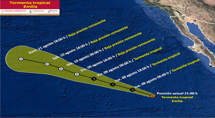 La tormenta tropical “Emilia” absorbió los remanentes del ciclón tropical “Fabio”