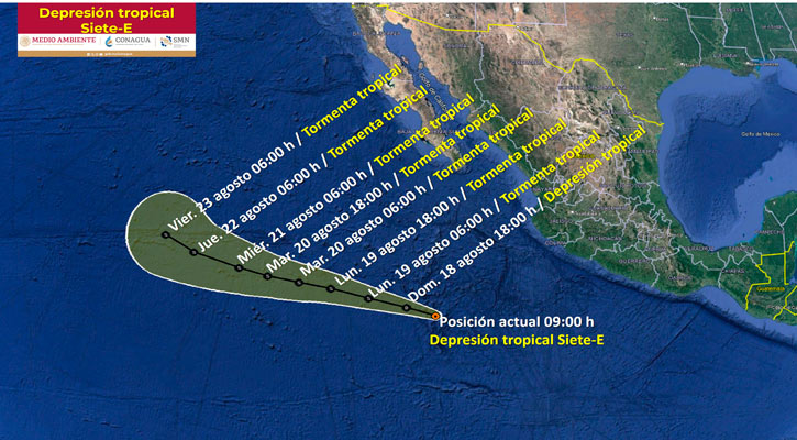 Se formó la depresión tropical 7-E en el Pacífico