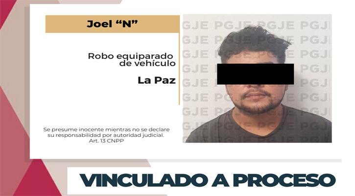 Vinculado a proceso por robo equiparado de vehículo en La Paz