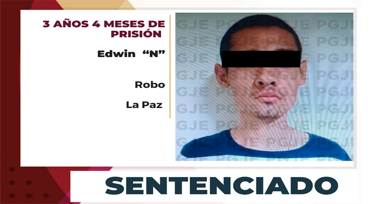 Sentenciado a más de 3 años de prisión por robo en La Paz