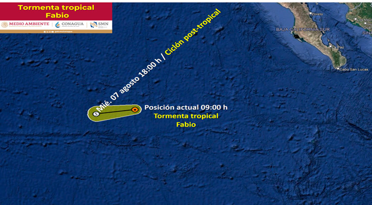 La tormenta tropical “Fabio” ocasionará lluvias con chubascos y oleaje elevado en BCS