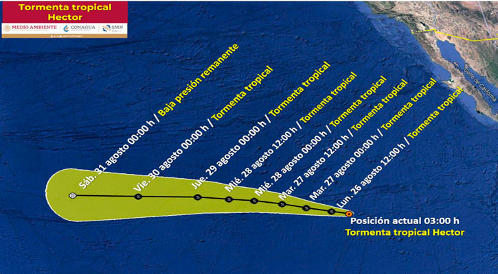 La tormenta tropical “Héctor” sigue alejándose del territorio nacional La tormenta tropical “Héctor” sigue alejándose del territorio nacional