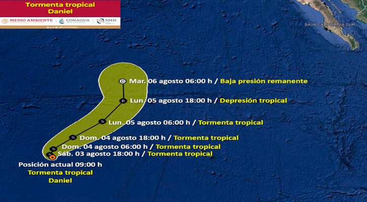 Se formó la tormenta tropical “Daniel”, lejos de costas mexicanas