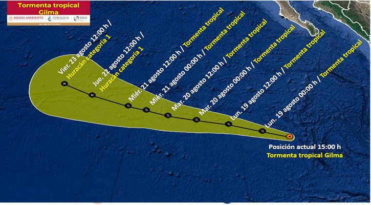 Se ha formado la tormenta tropical “Gilma” en el Pacífico
