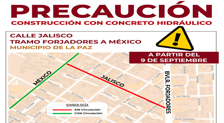 Iniciará el 9 de septiembre la reconstrucción de la calle Jalisco en La Paz Iniciará el 9 de septiembre la reconstrucción de la calle Jalisco en La Paz