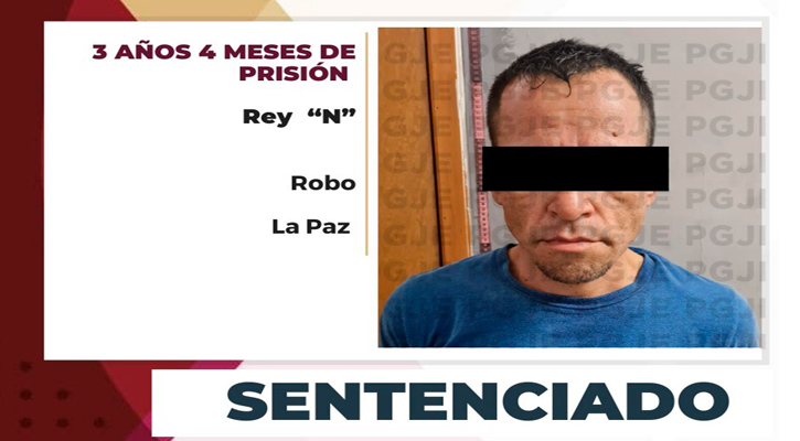 Sentenciado a más de 3 años de prisión por robo en La Paz
