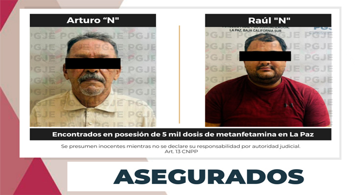 Aseguran a par de sujeto con posesión de 5 mil dosis de droga en La Paz