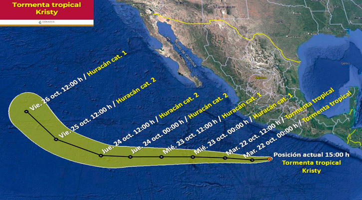 Se formó la tormenta tropical “Kristy” frente a costas de Guerrero y Michoacán Se formó la tormenta tropical “Kristy” frente a costas de Guerrero y Michoacán